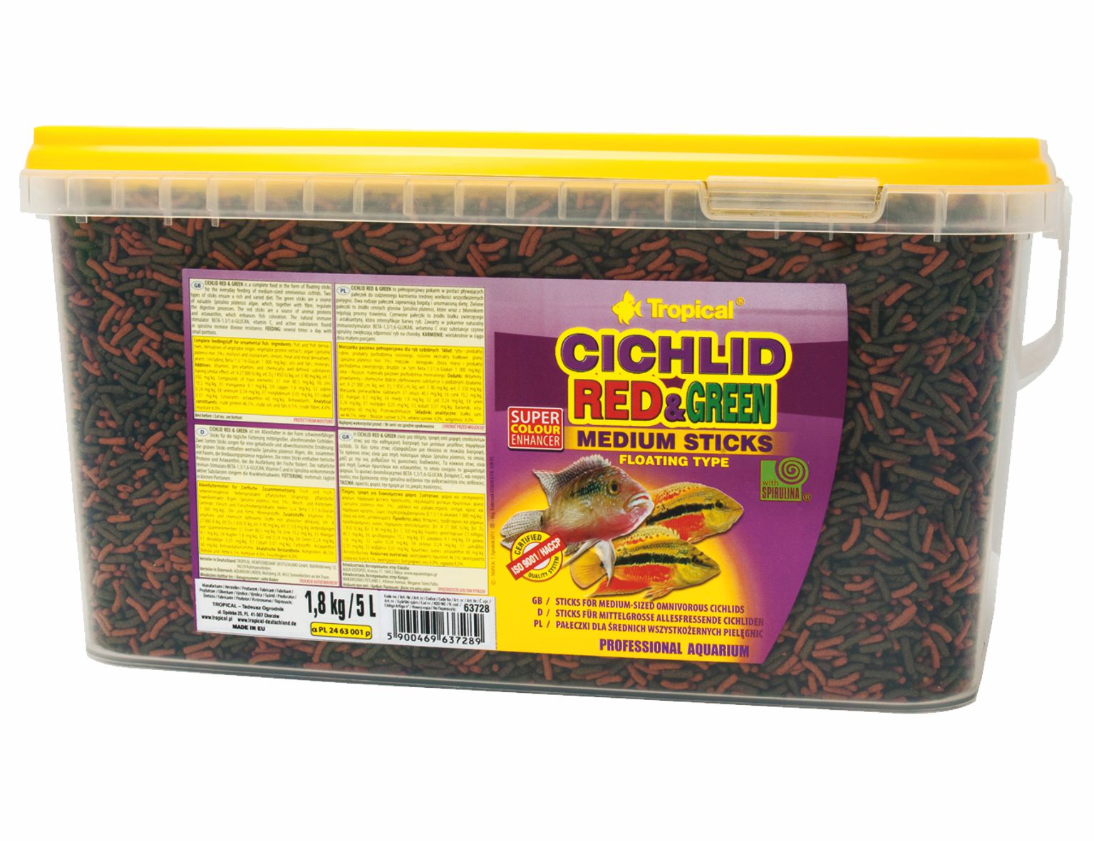 TROPICAL-Cichlid Red &amp; Green Medium Sticks 5L/1,8kg