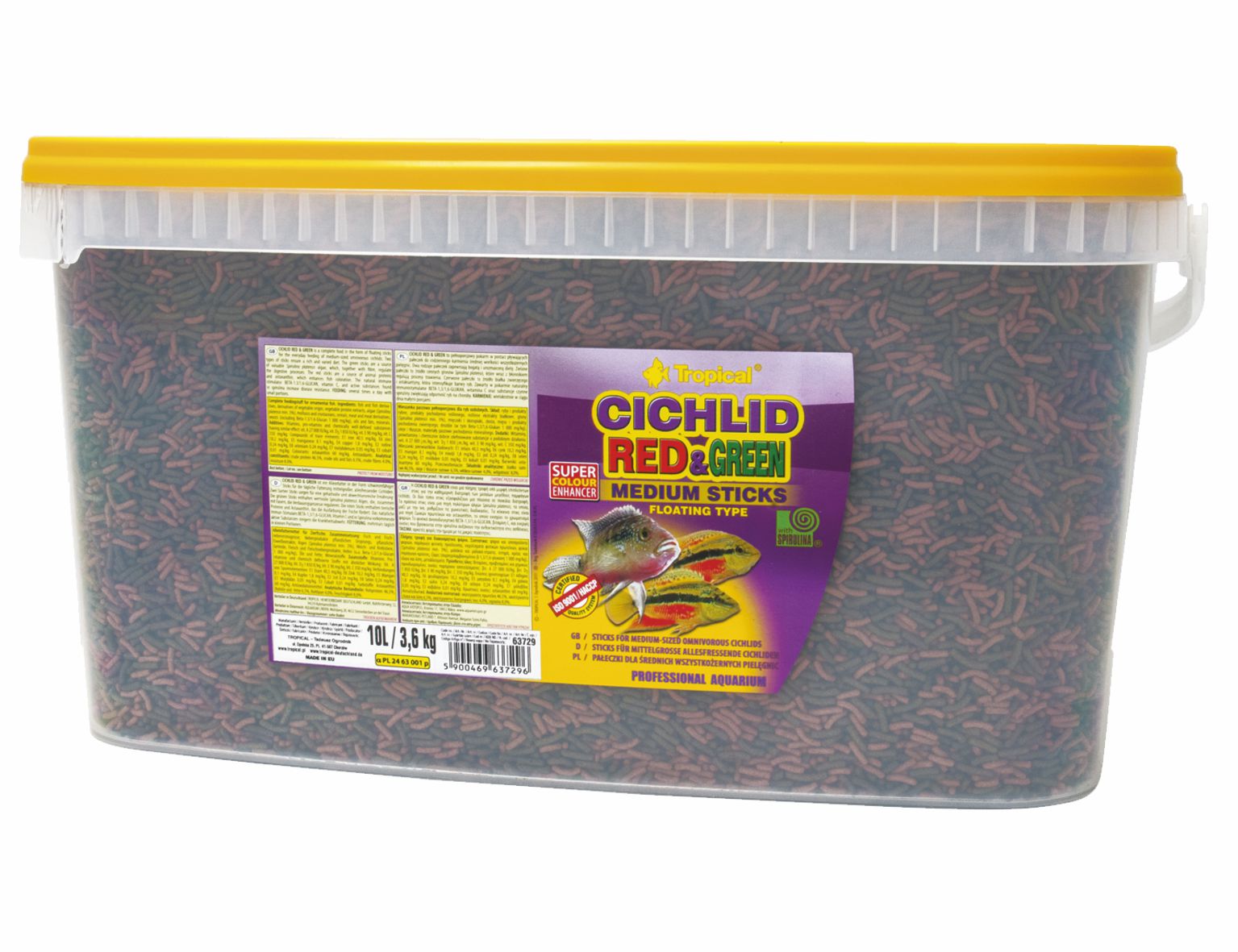 TROPICAL-Cichlid Red &amp; Green Medium Sticks 10L/3,6kg